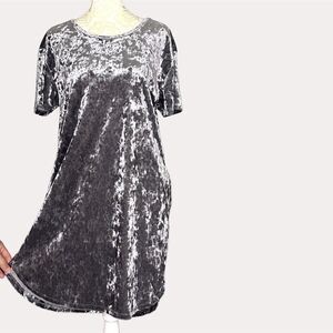 Z Supply Crushed Velvet A Line Dress Gray XS